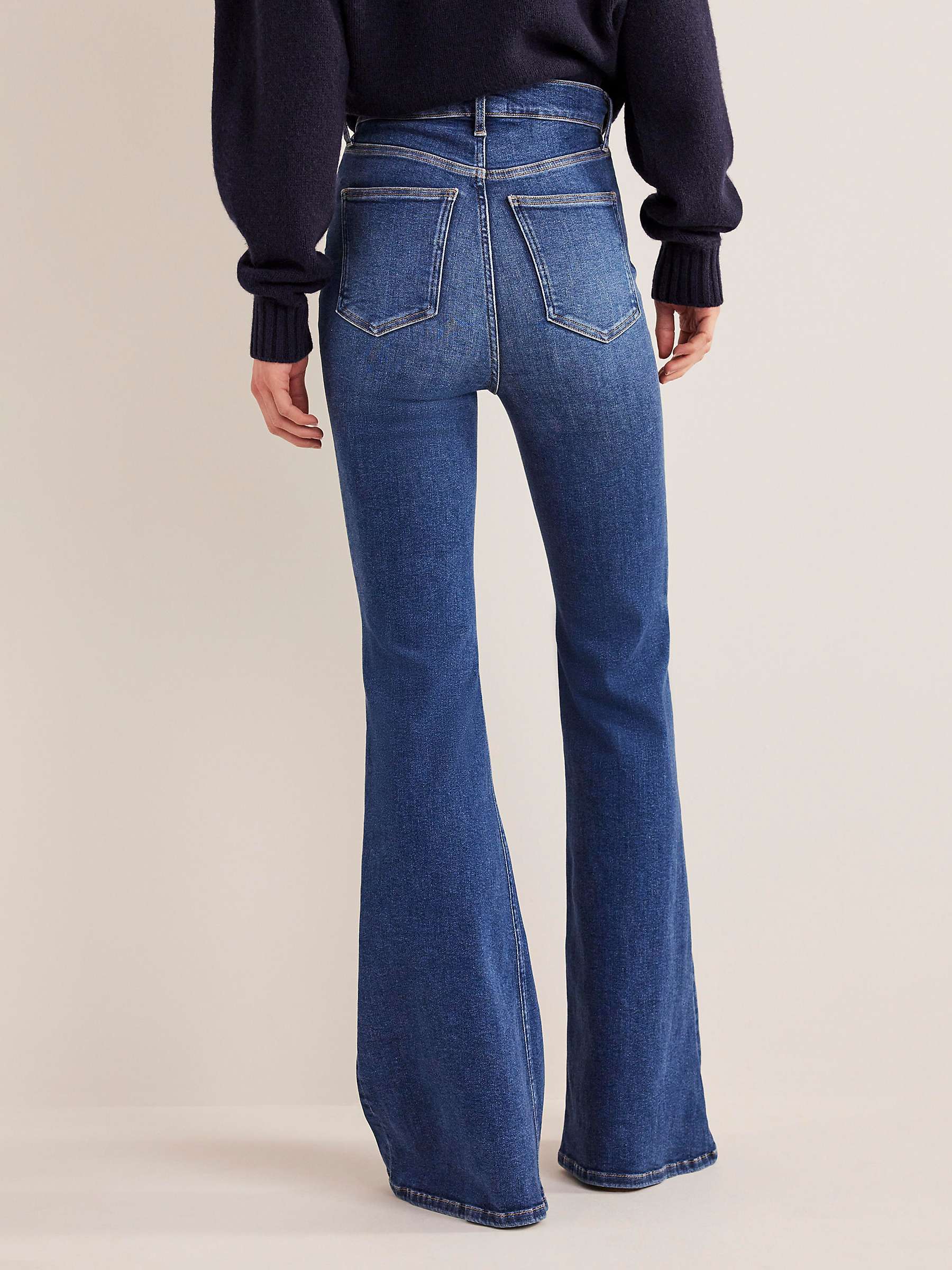 Boden High Rise Super Flared Jeans, Mid Vintage at John Lewis & Partners