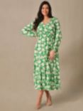 Live Unlimited Curve Floral Print Wrap Dress, Green/Multi