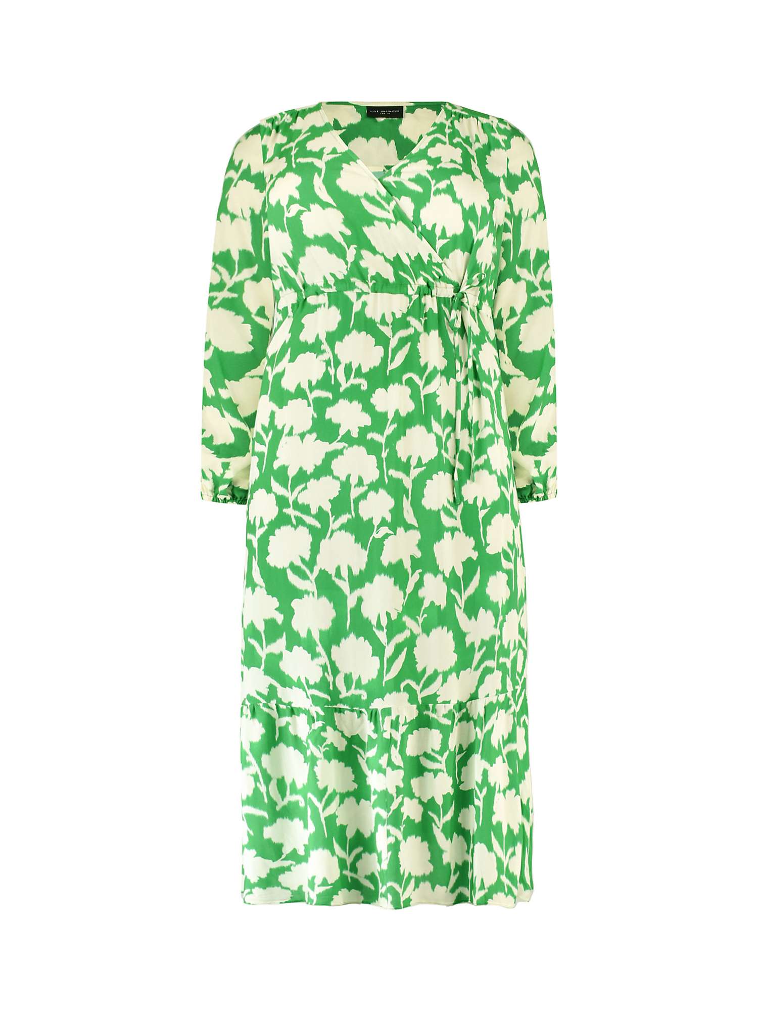 Live Unlimited Curve Floral Print Wrap Dress, Green/Multi at John Lewis ...