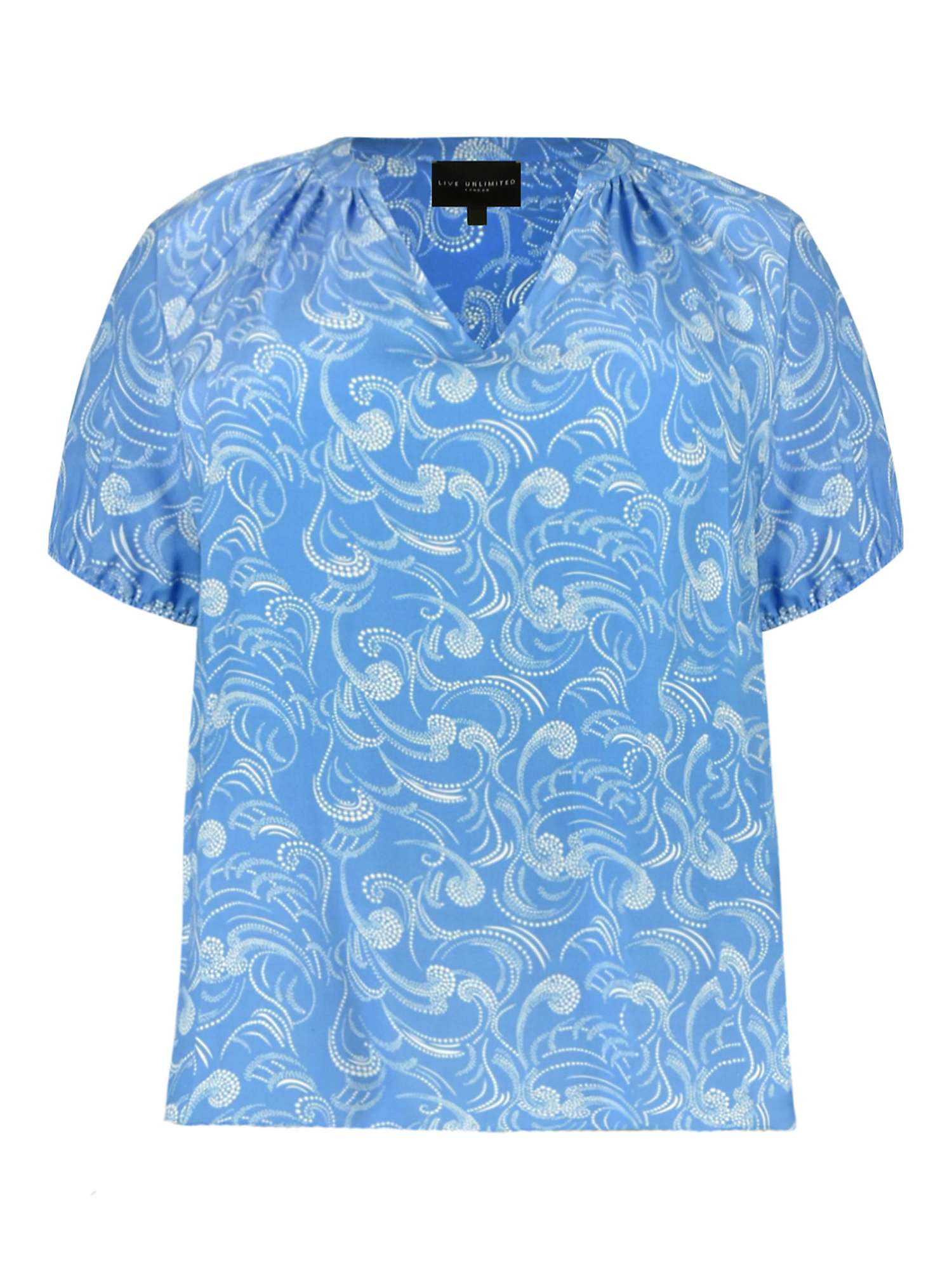 Buy Live Unlimited Curve Dotty Swirl Print Blouse, Blue Online at johnlewis.com