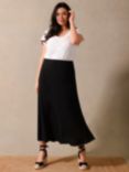 Live Unlimited Curve Bias Cut Satin Midi Skirt, Black