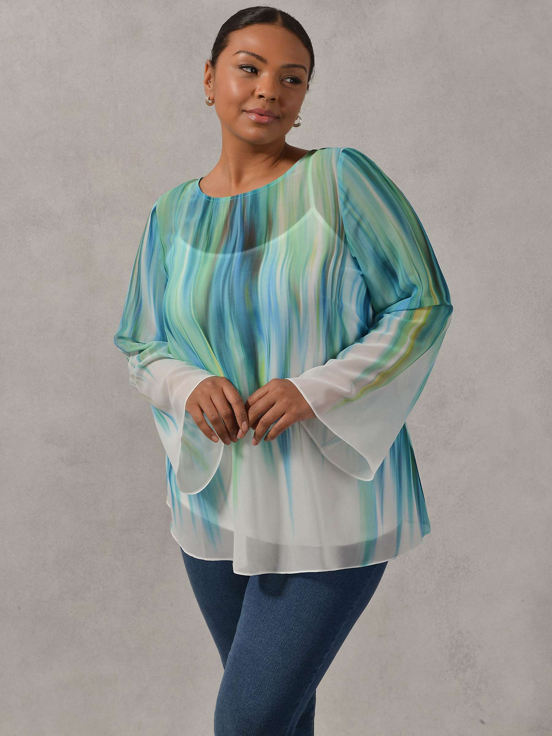 Buy Live Unlimited Ombre High Low Chiffon Under Cami Top, Blue Online at johnlewis.com