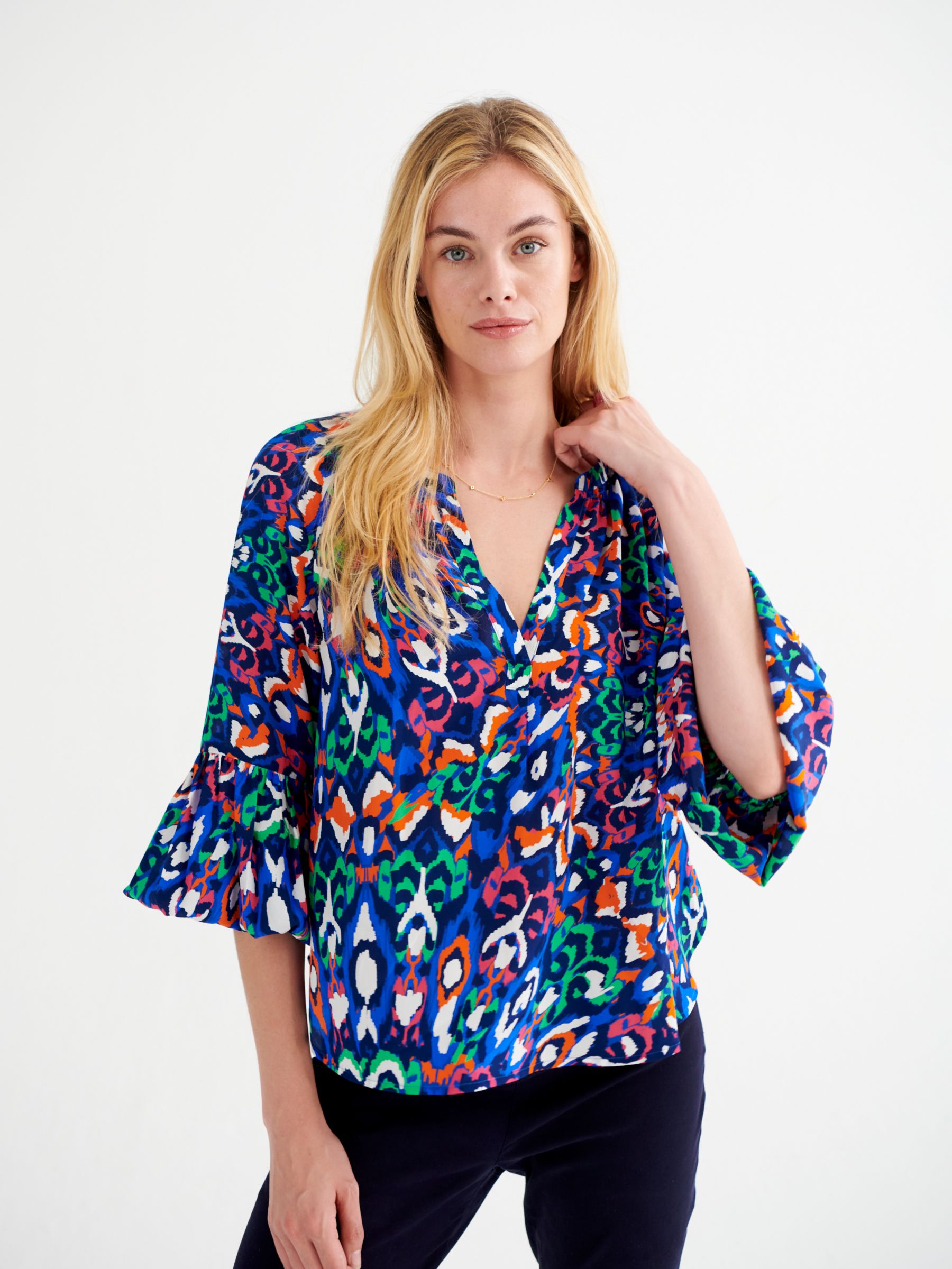 NRBY Ophelia Silk Feather Shirt, Feather Print at John Lewis & Partners