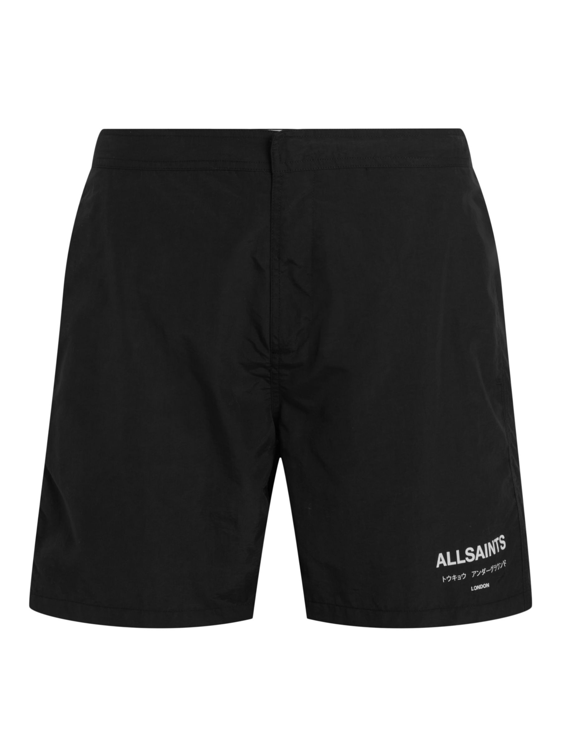 AllSaints Underground Recycled Fabric Swim Shorts, Jet Black at John ...