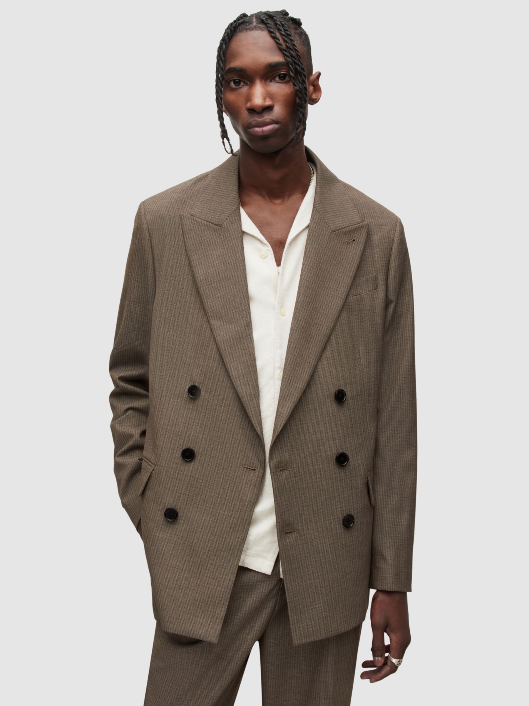 AllSaints Dante Men's Suit Jacket, Light Brown at John Lewis & Partners