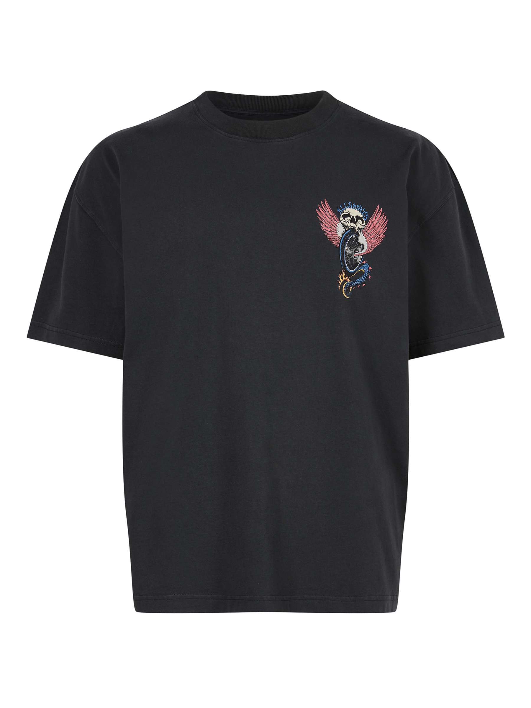 Buy AllSaints Road Rash Crew Neck Cotton T-Shirt, Washed Black Online at johnlewis.com