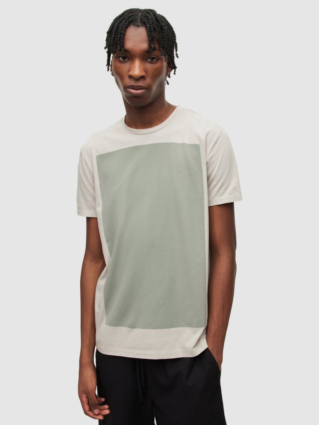 AllSaints Lobke Short Sleeve Colour Block T-Shirt, Frosted taupe, XS