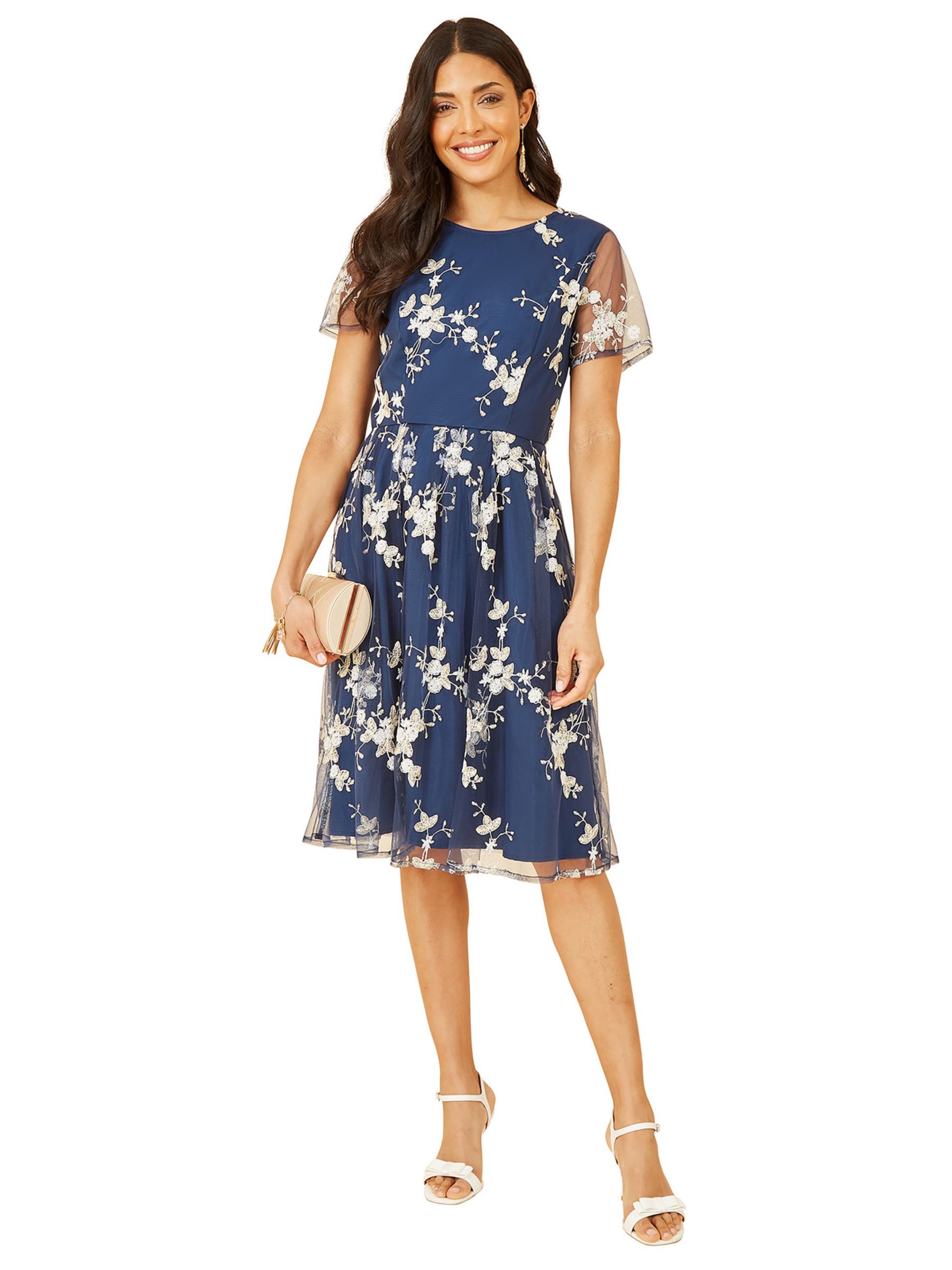 Buy Yumi Embroidered Floral Skater Dress, Navy Online at johnlewis.com