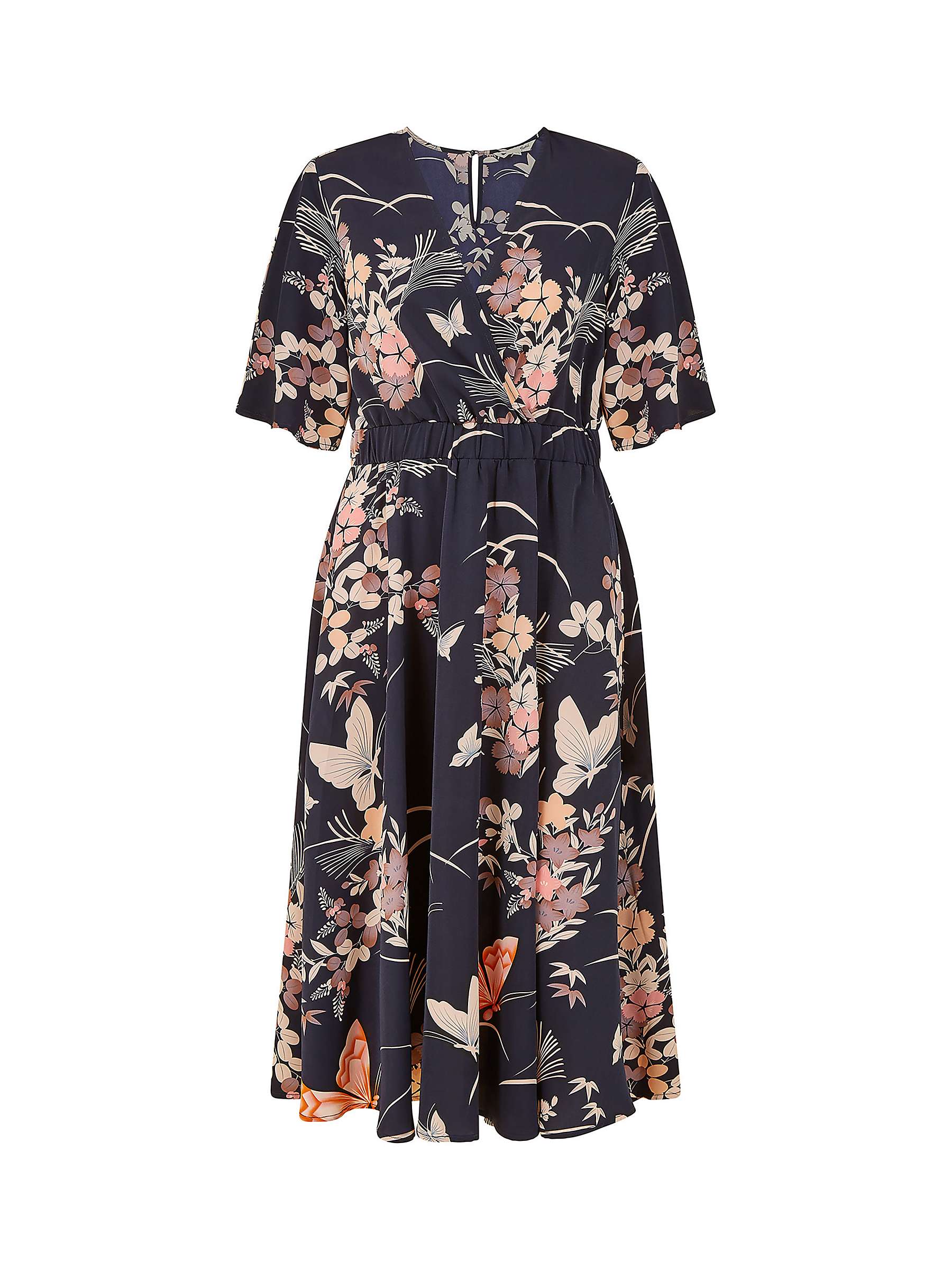 Buy Yumi Butterfly Print Kimono Sleeve Midi Dress, Navy Online at johnlewis.com