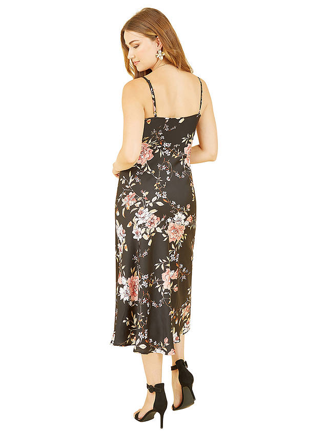 Yumi Floral Print Slip Midi Dress, Black