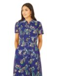 Yumi Bird Print Midi Shirt Dress, Navy, Navy