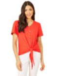 Yumi Tie Detail Button Top, Red, Red