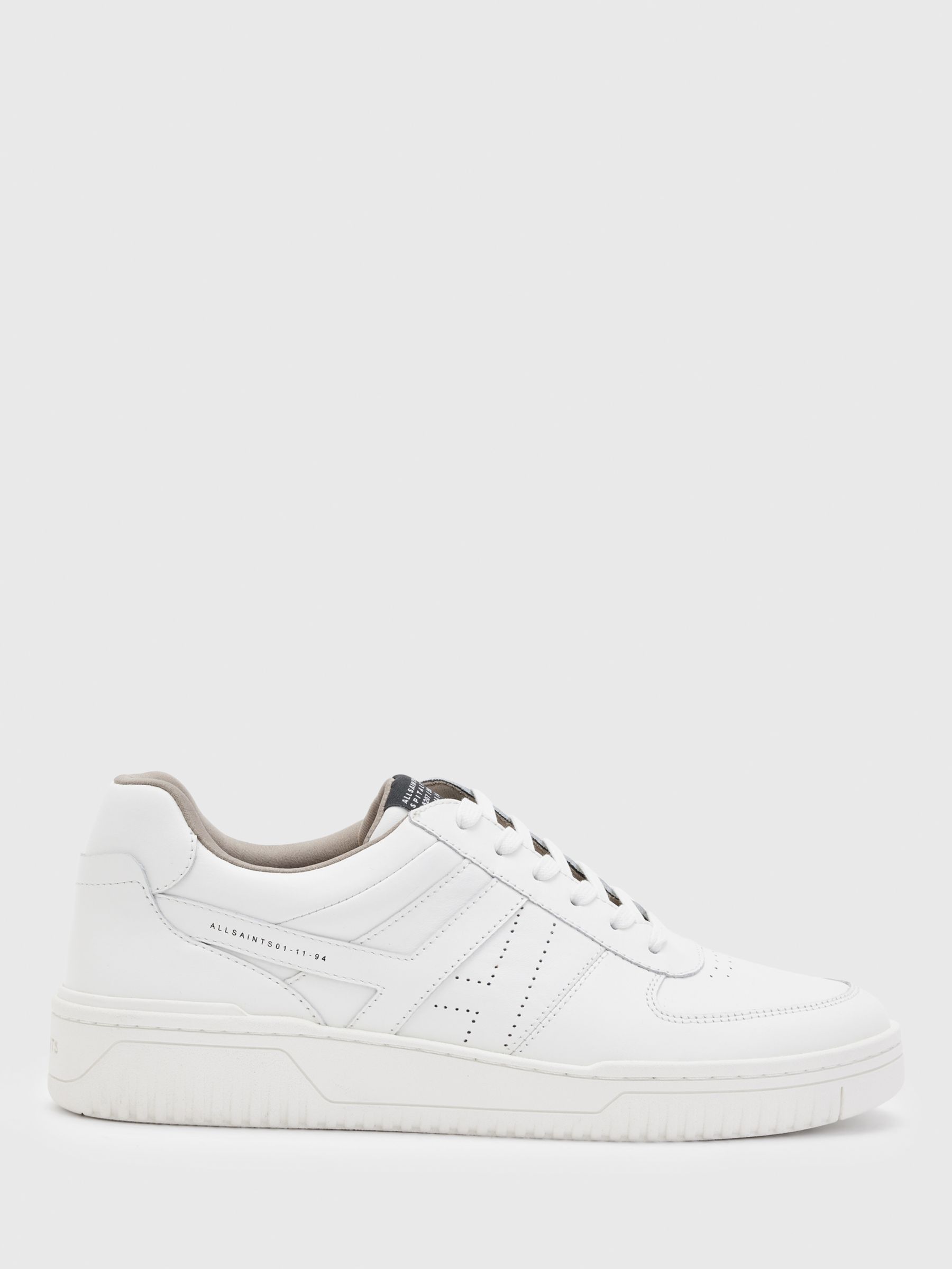 AllSaints Vix Low Top Leather Trainers, White at John Lewis & Partners