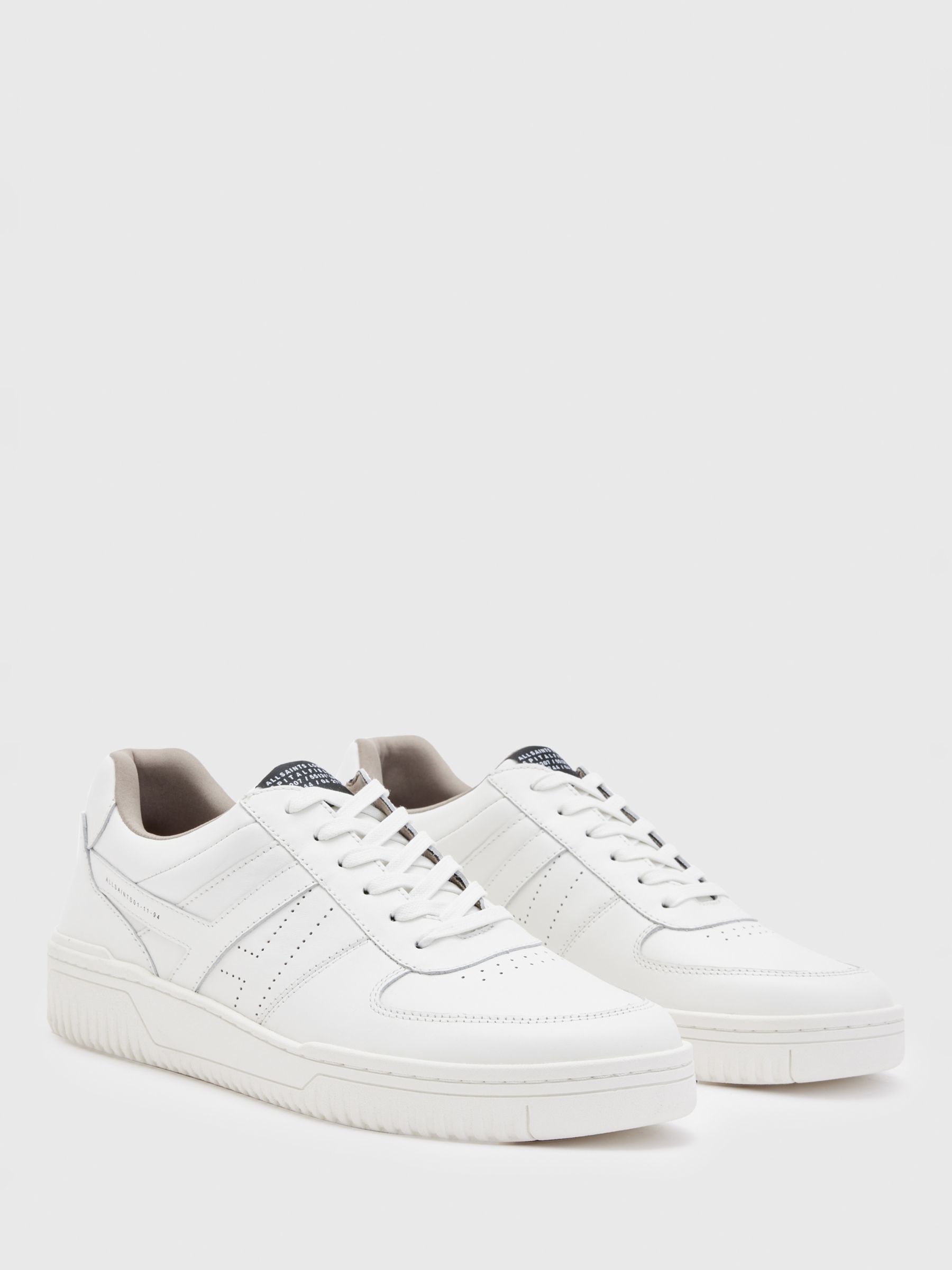 AllSaints Vix Low Top Leather Trainers, White at John Lewis & Partners