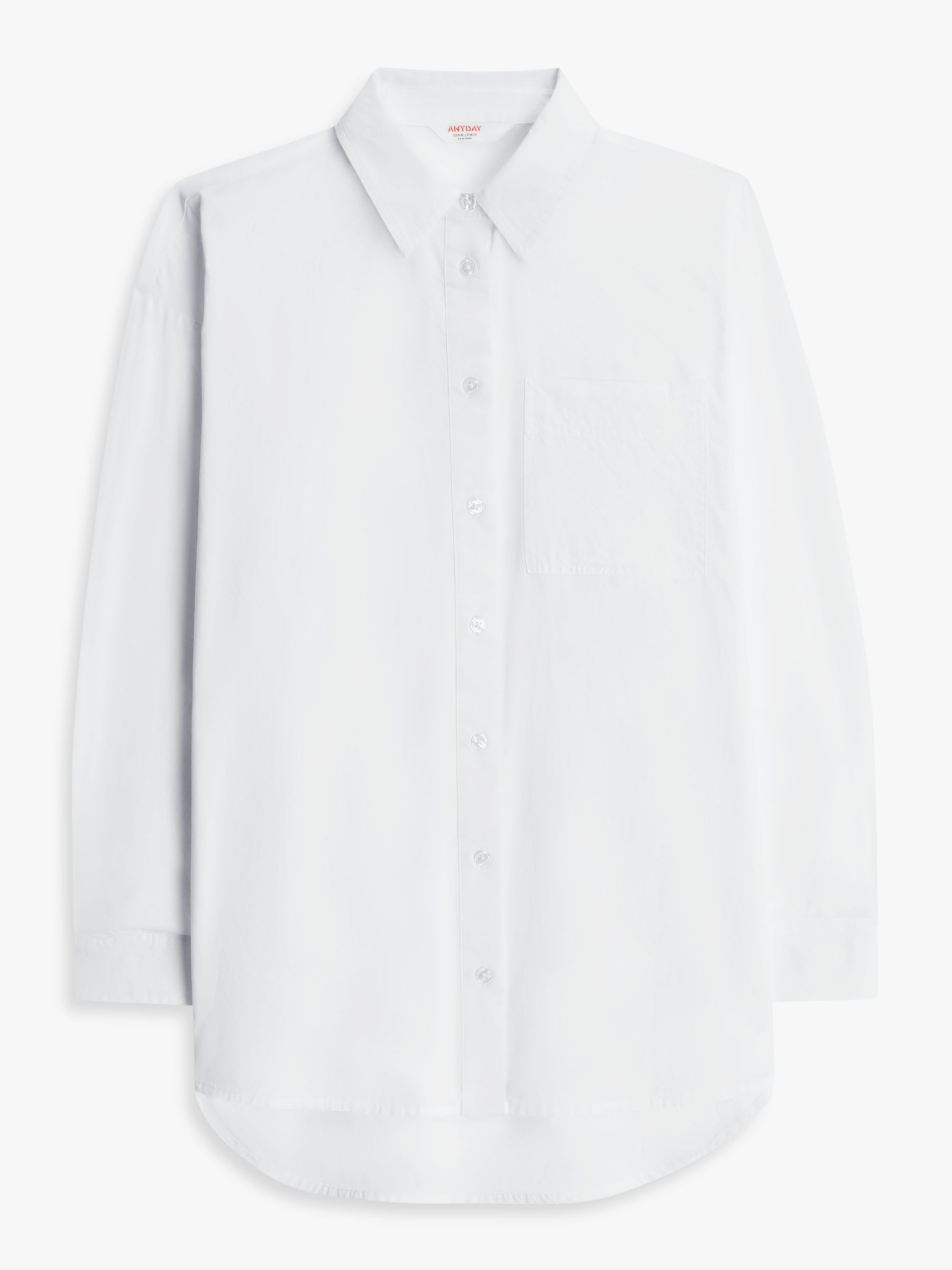 John Lewis ANYDAY Plain Oversized Long Sleeve Shirt, White, 6