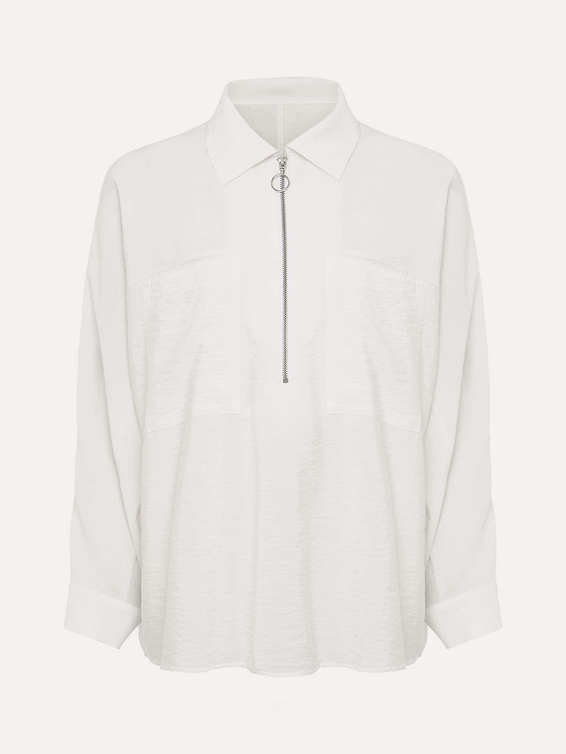 Phase Eight Cynthia Zip Front Shirt, White at John Lewis & Partners