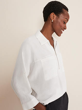 Phase Eight Cynthia Zip Front Shirt, White