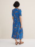 Phase Eight Adriel Floral Print Midi Dress, Blue/Orange