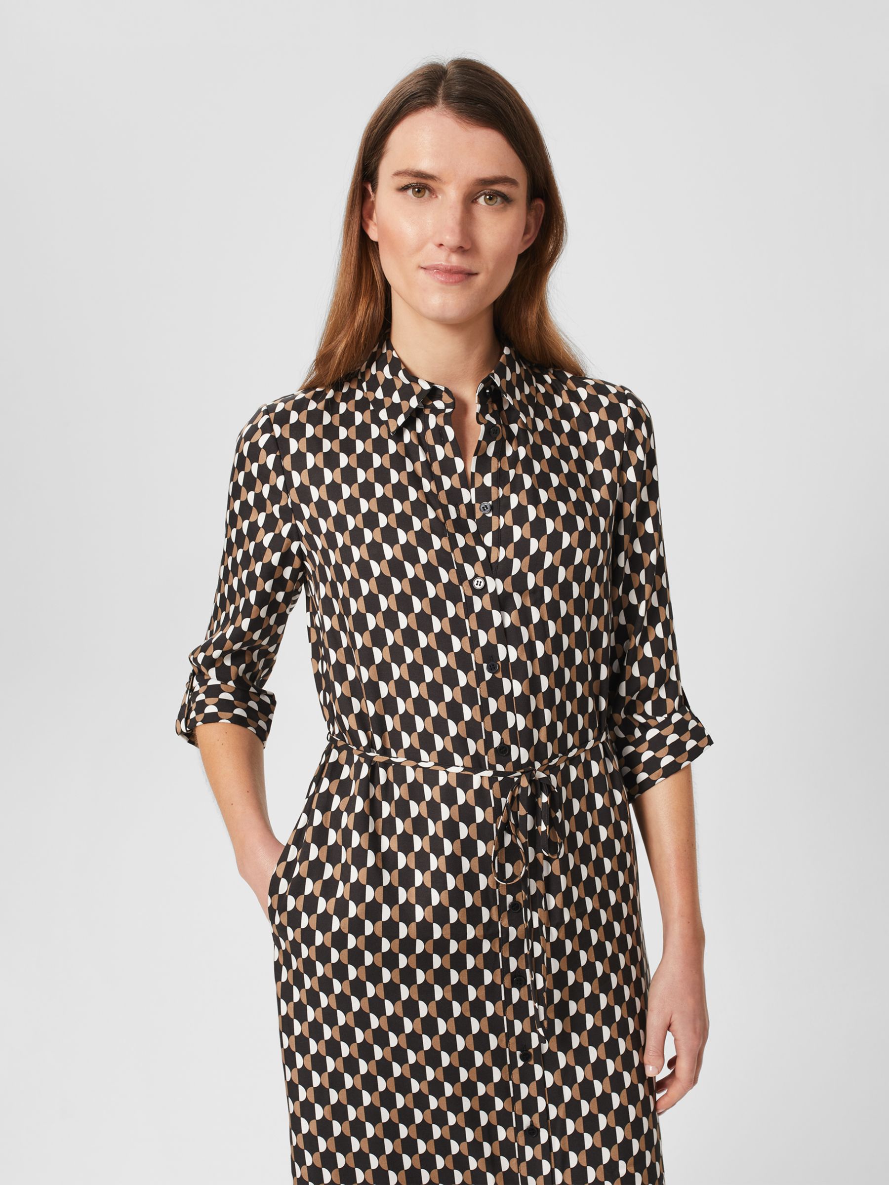 Buy Hobbs Cali Shirt Dress, Black/Multi Online at johnlewis.com