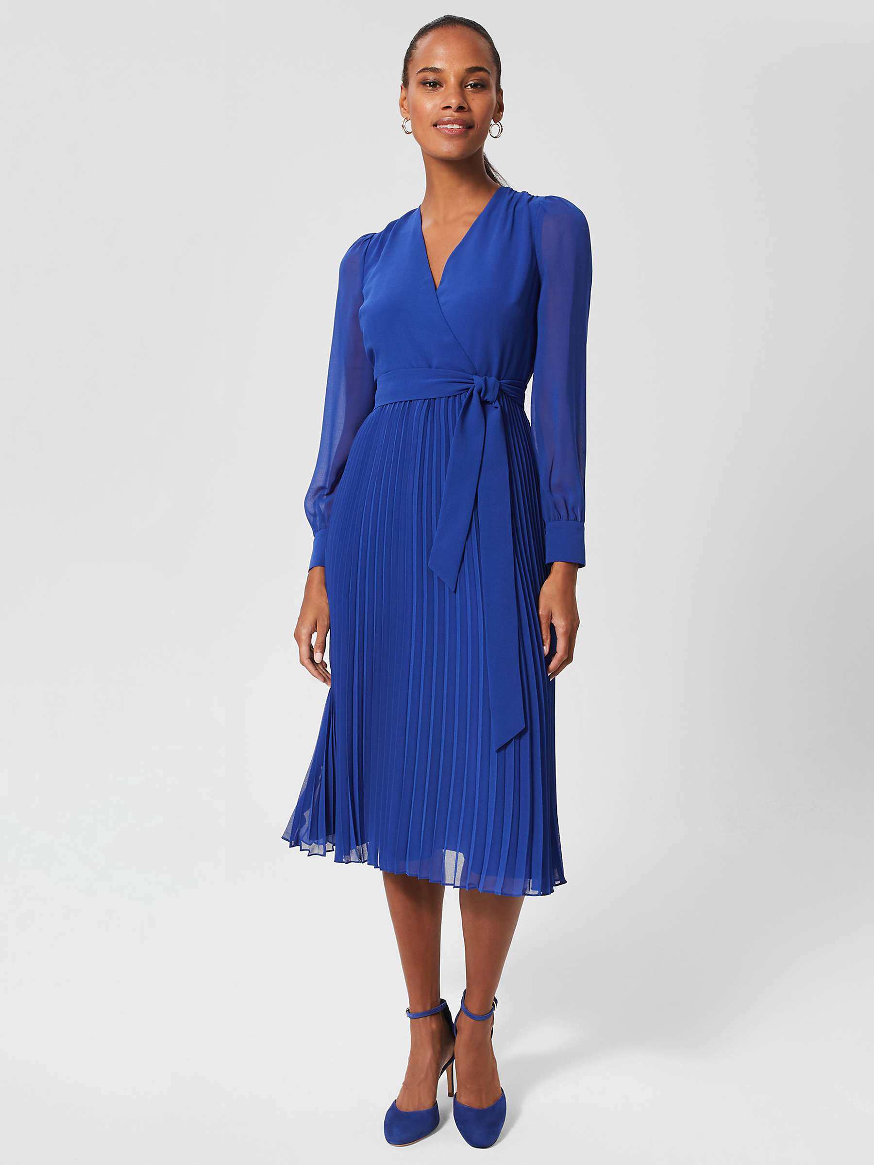 Buy Hobbs Evelyn Pleated Dress, Cobalt Blue Online at johnlewis.com