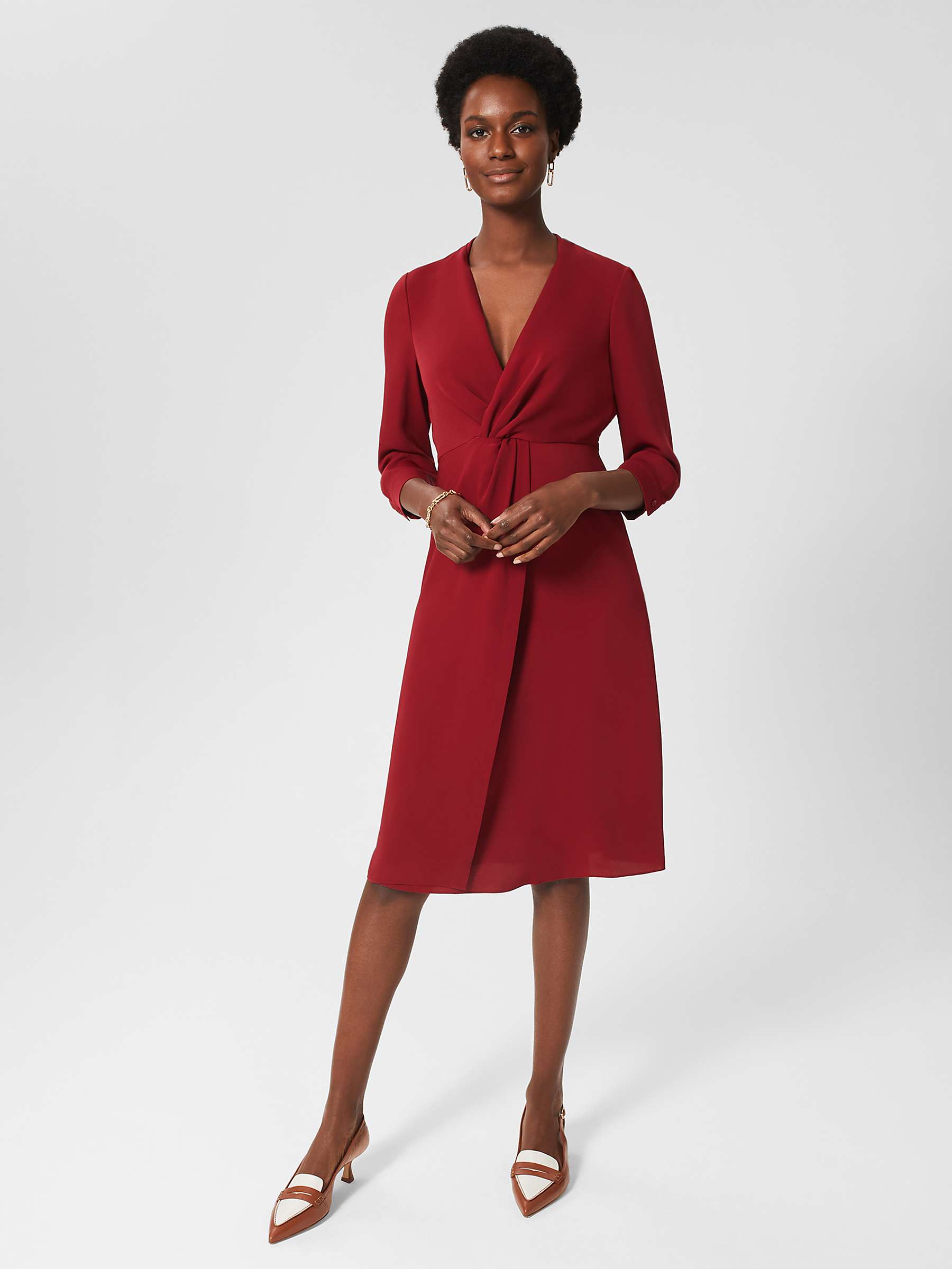 Buy Hobbs Malikah Wrap Neck Dress, Rhubarb Red Online at johnlewis.com