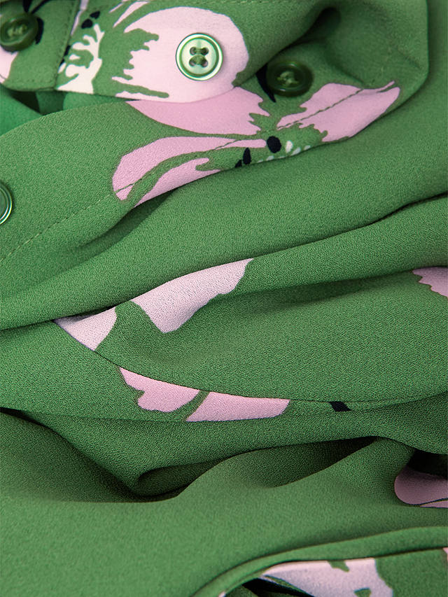 Hobbs Petite Savannah Shirt Midi Dress, Green/Multi