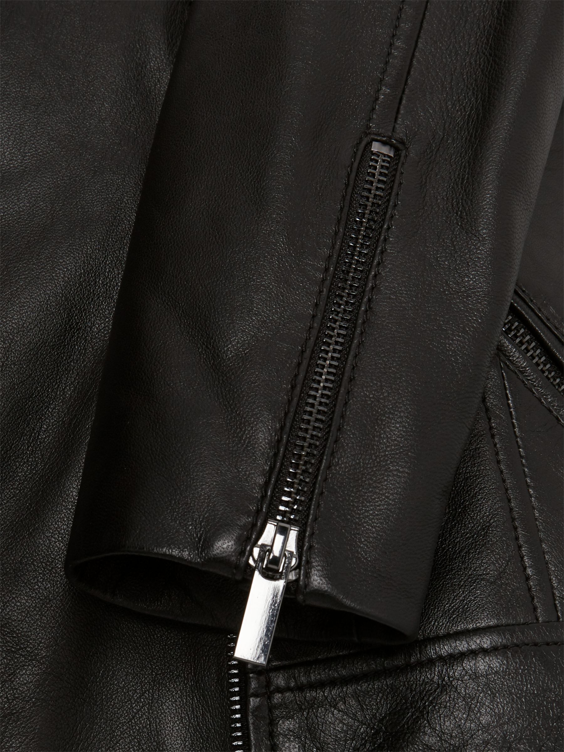Hobbs Petite Dakota Leather Biker Jacket, Black at John Lewis & Partners