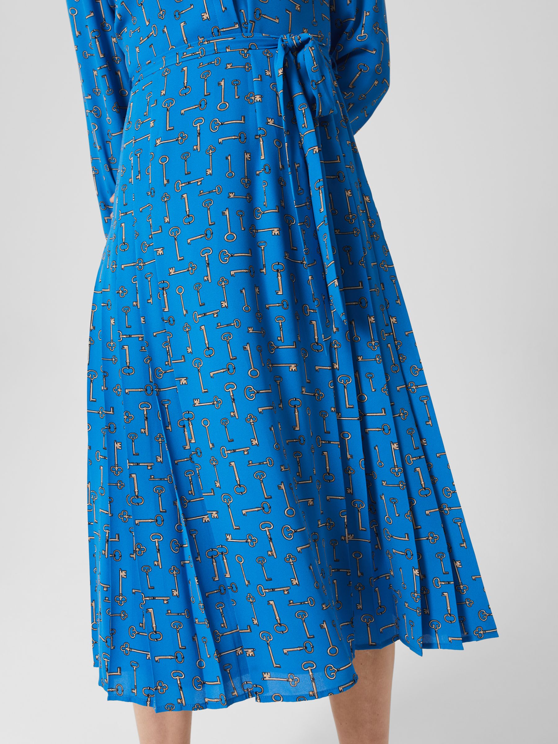 Hobbs Alberta Key Print Shirt Dress, Imperial Blue, 8