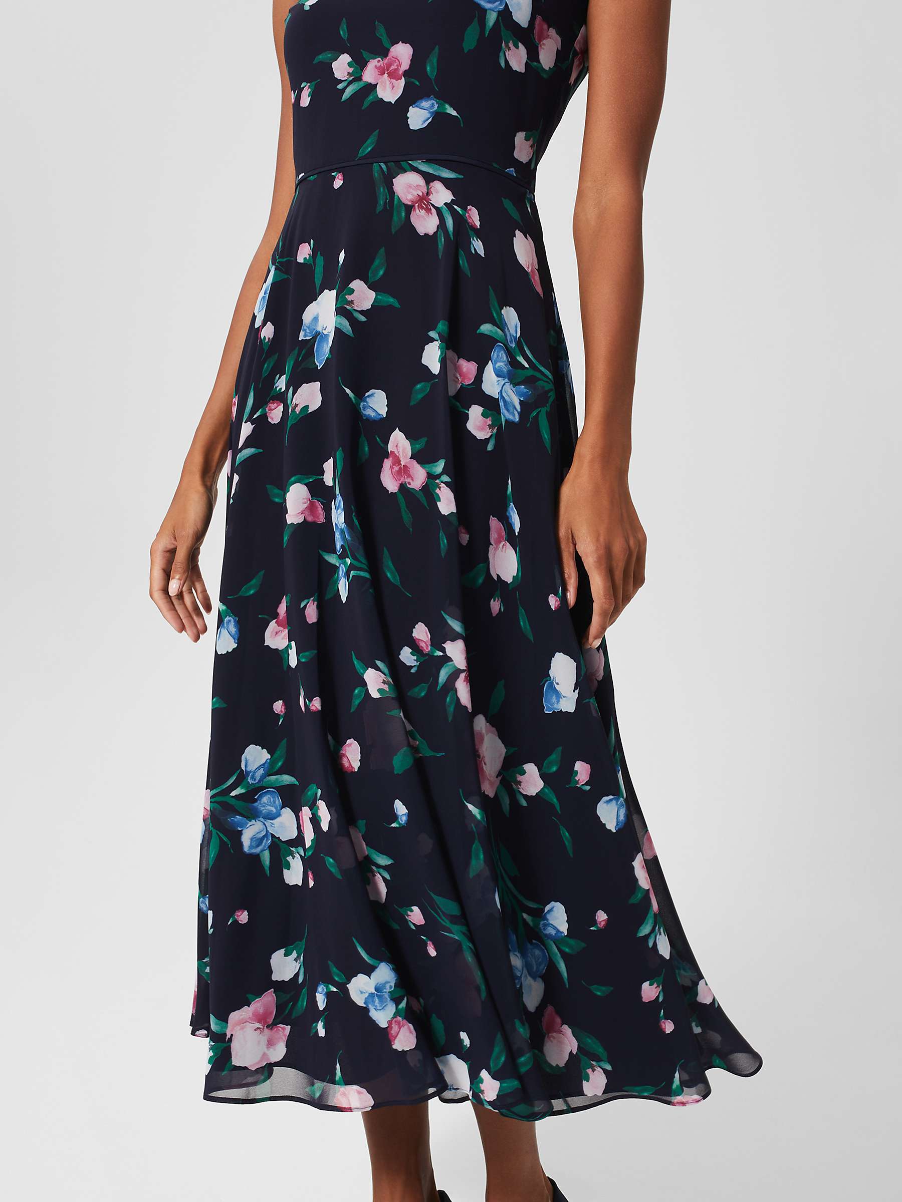 Buy Hobbs Petite Carly Floral Midi Dress, Navy/Multi Online at johnlewis.com