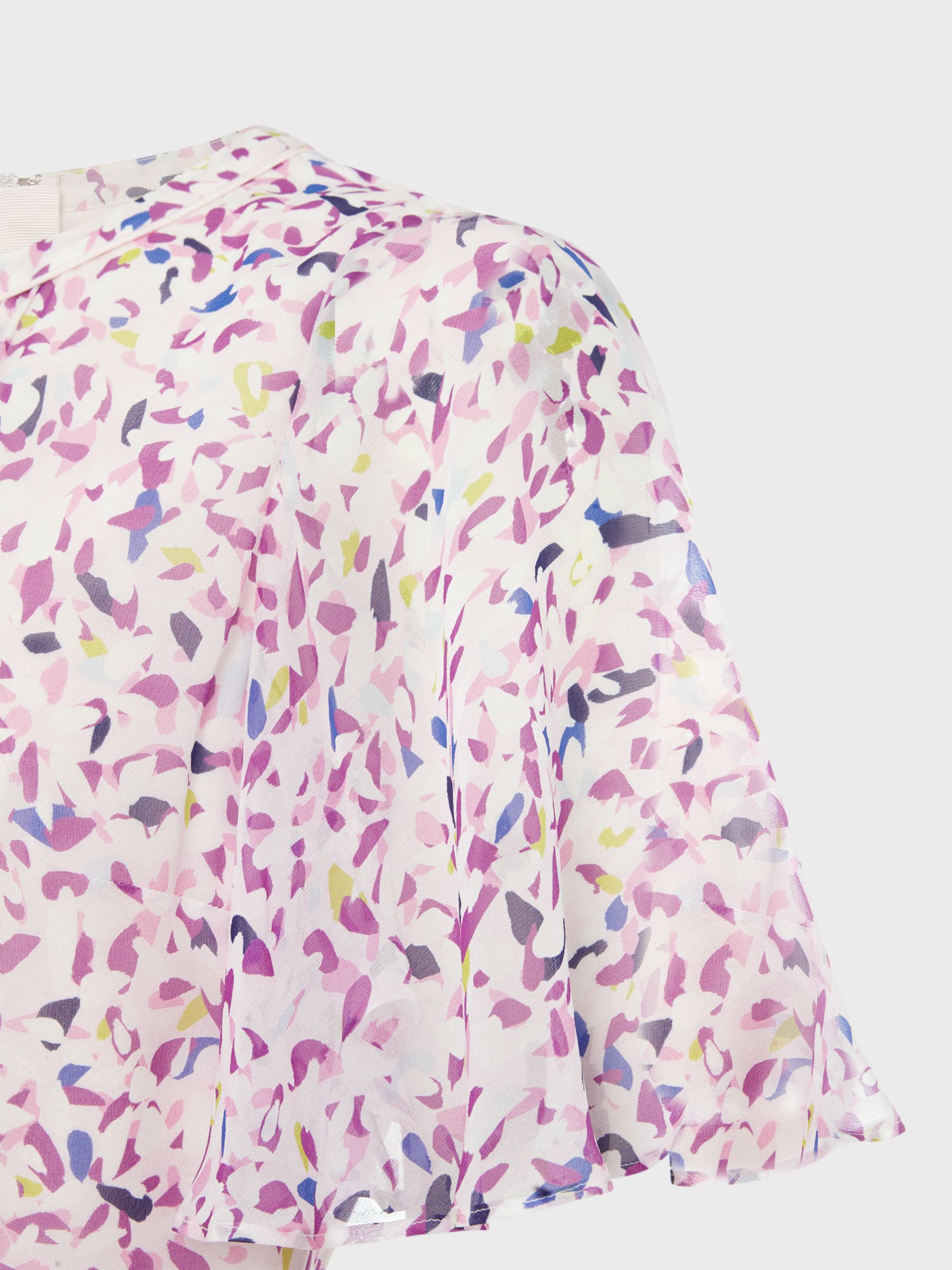 Hobbs Lisette Abstract Print Midi Silk Dress, Pale Pink/Multi, 10