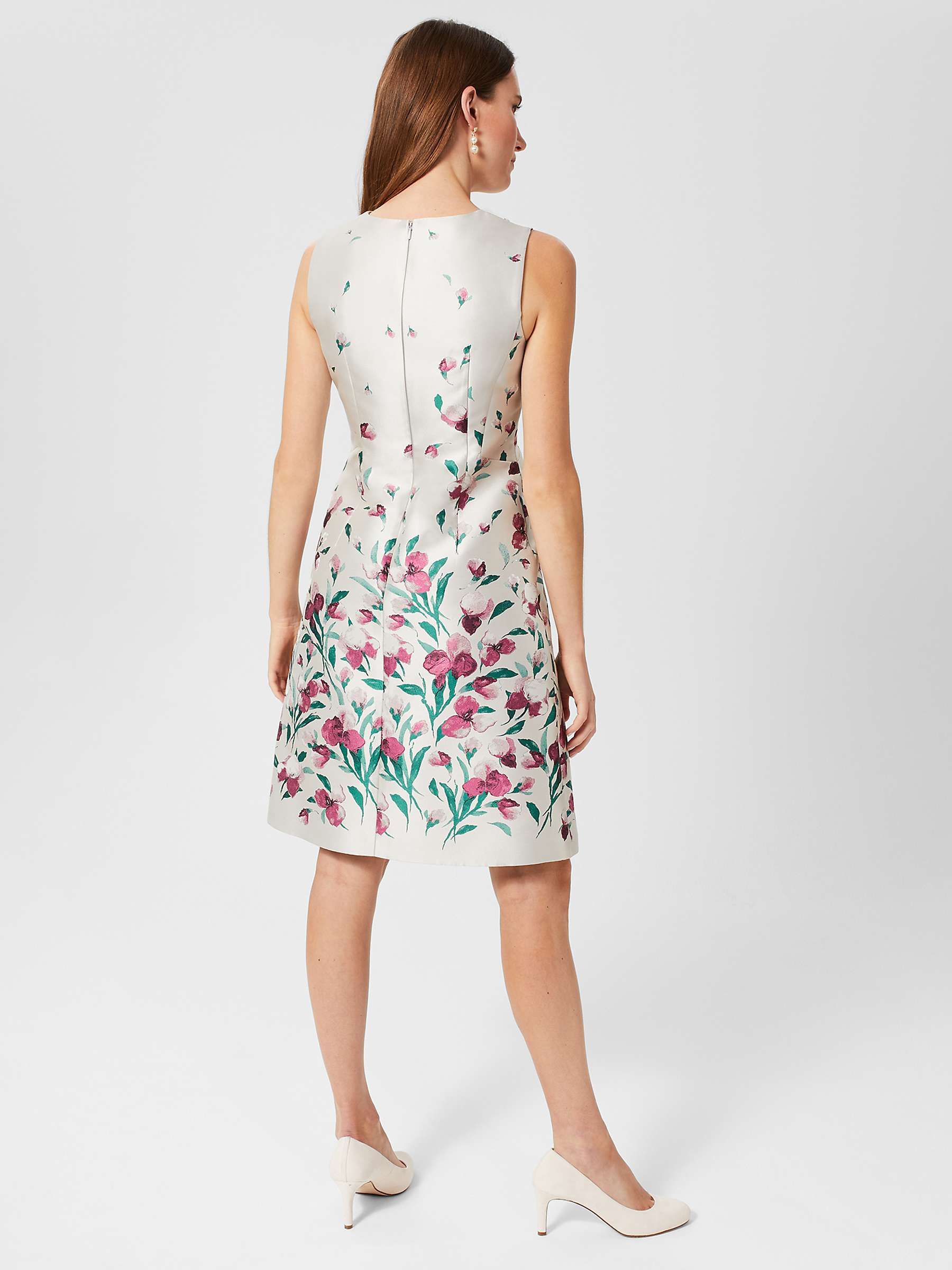 Buy Hobbs Gwen Jacquard Dress, Oyster/Multi Online at johnlewis.com