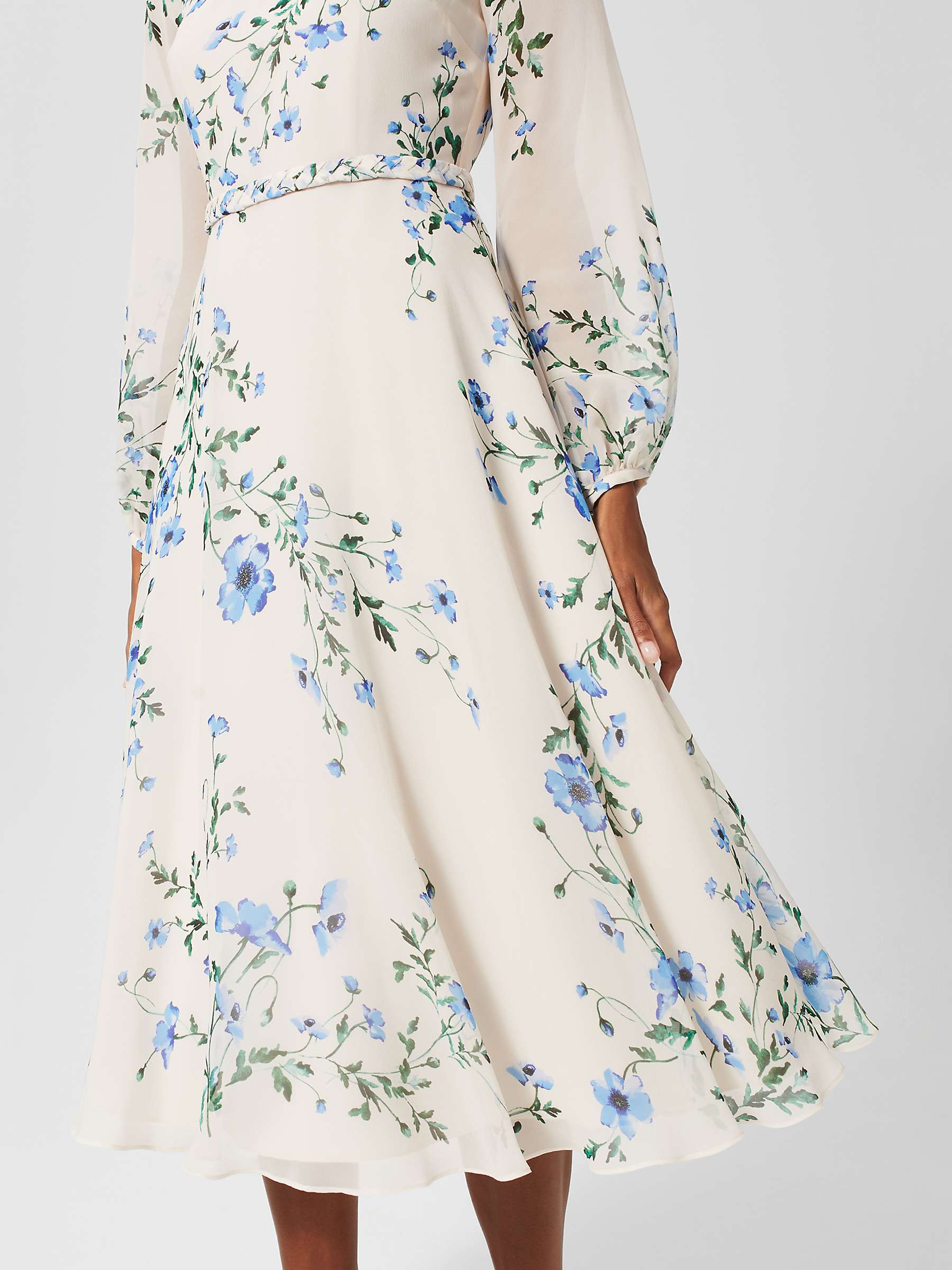 Buy Hobbs Renee Midi Floral Silk Dress, Cream/Multi Online at johnlewis.com
