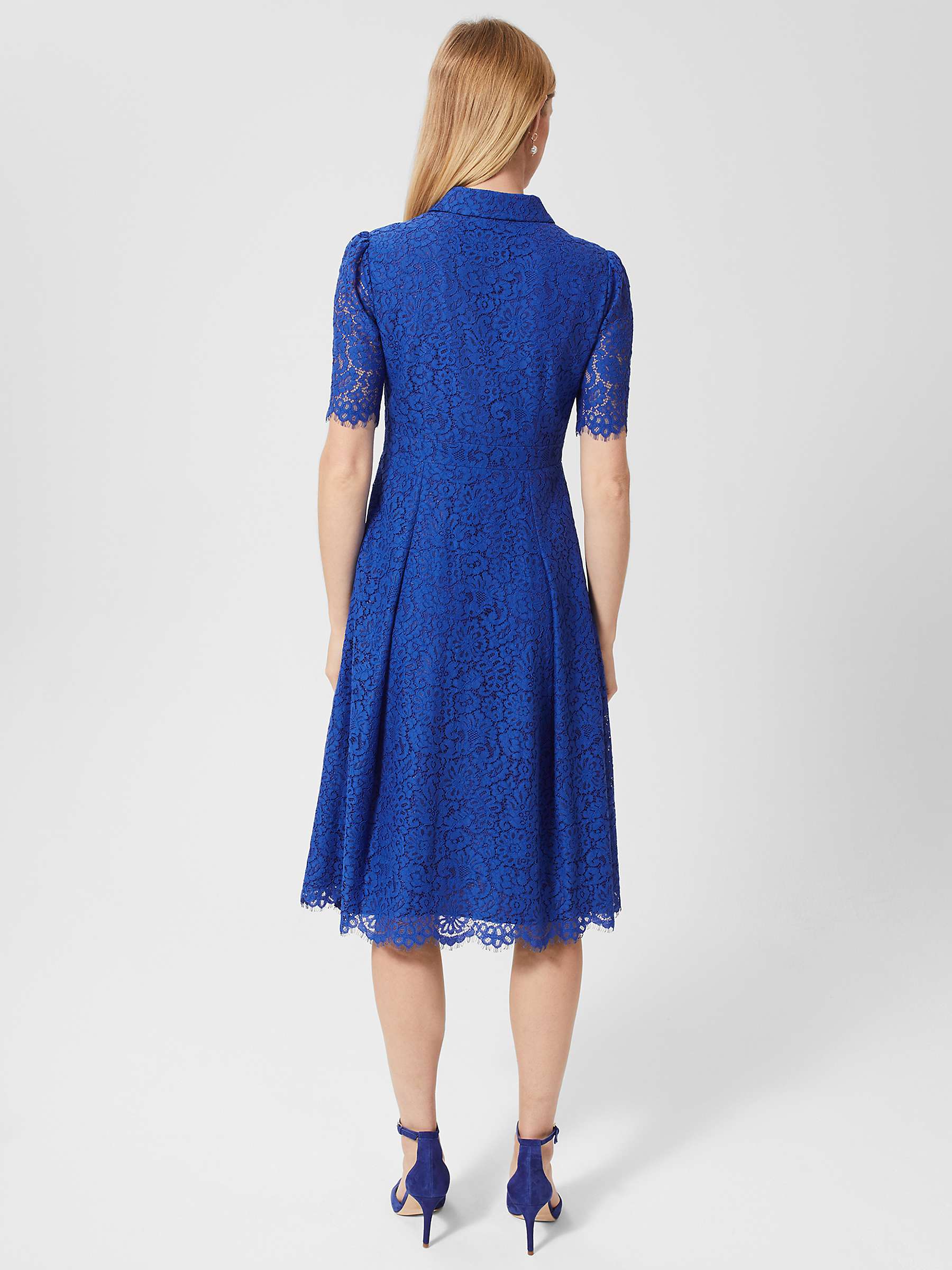Buy Hobbs Rebecca Lace Shirt Dress, Cobalt Blue Online at johnlewis.com