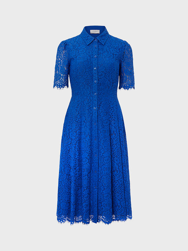 Hobbs Rebecca Lace Shirt Dress, Cobalt Blue