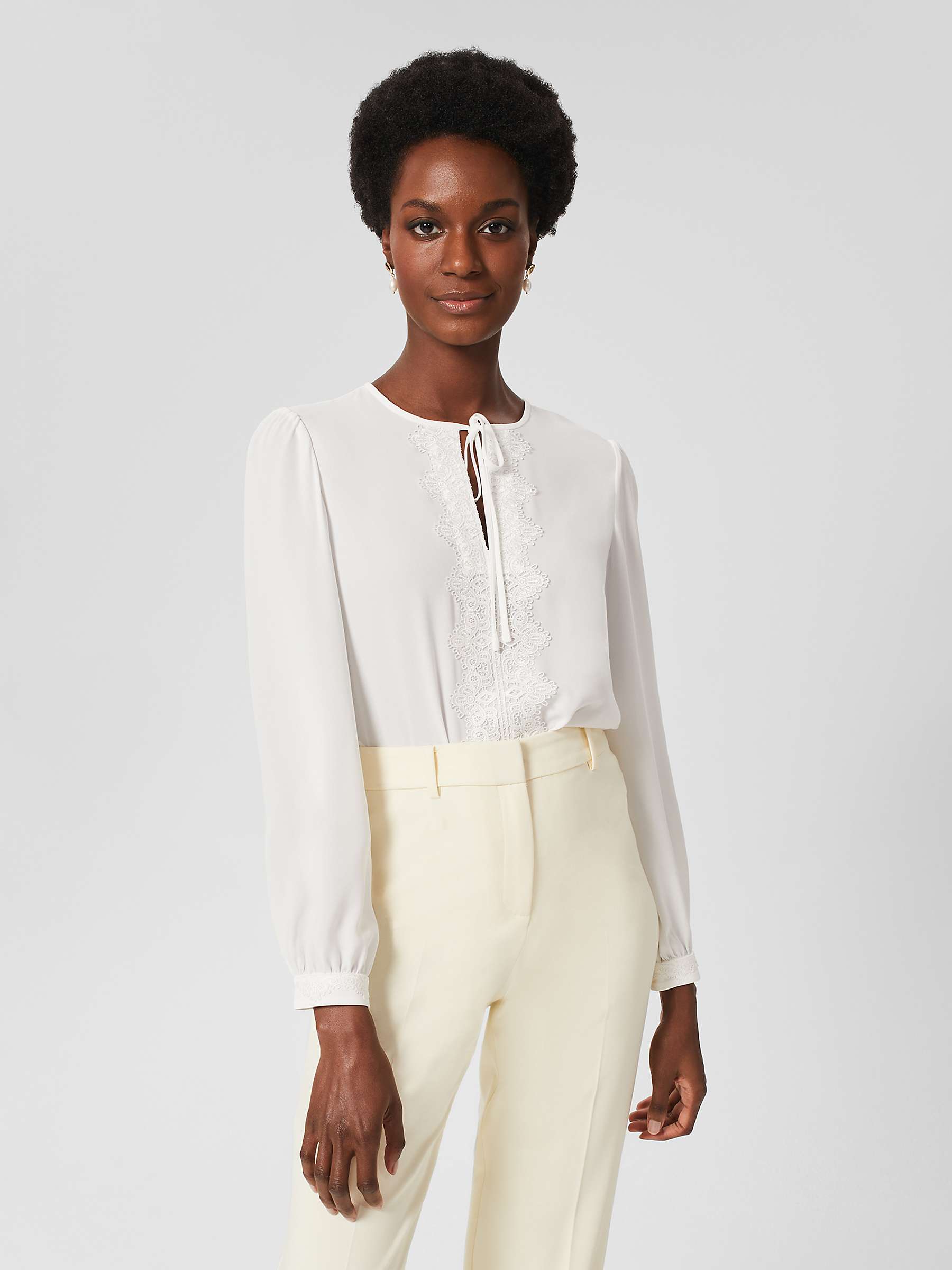 Hobbs Leena Lace Blouse, Ivory at John Lewis & Partners