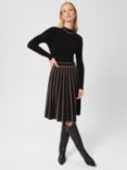 Hobbs Petite Lena Knee Length Dress, Black Stone/Multi