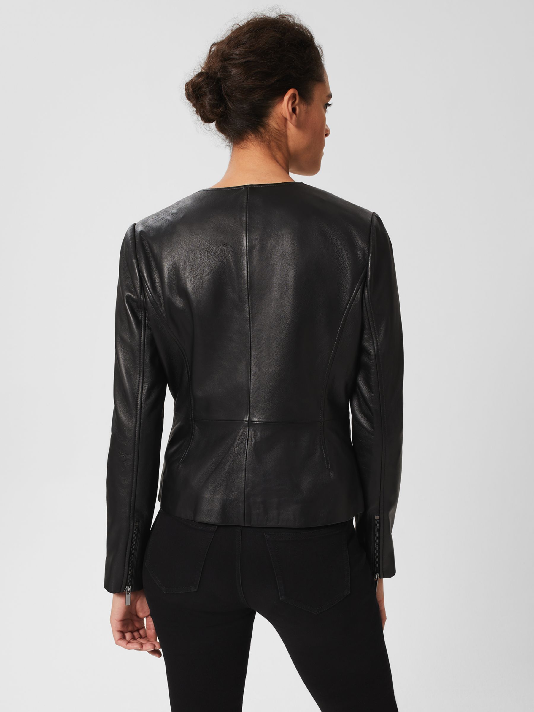 Hobbs Eden Leather Biker Jacket, Black