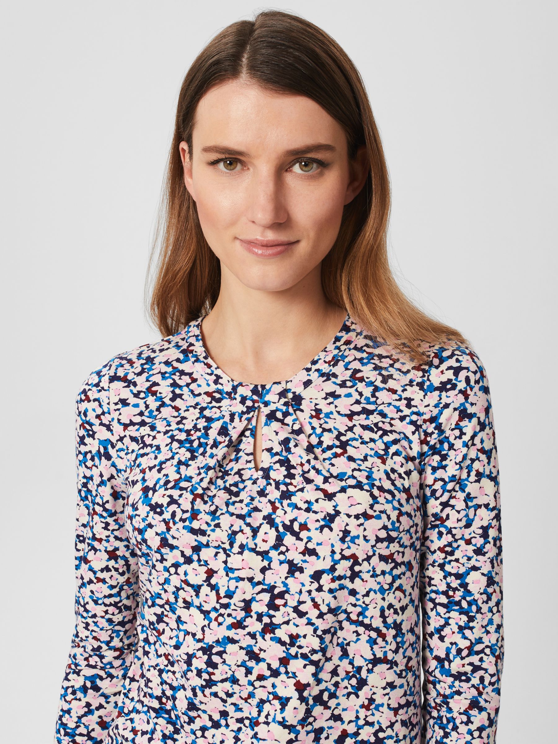 Hobbs Julia Floral Top, Pink/Multi at John Lewis & Partners