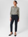 Hobbs Annie Cotton Blend Trousers, Navy