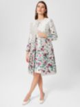 Hobbs Gwen Jacquard Coat, Oyster/Multi