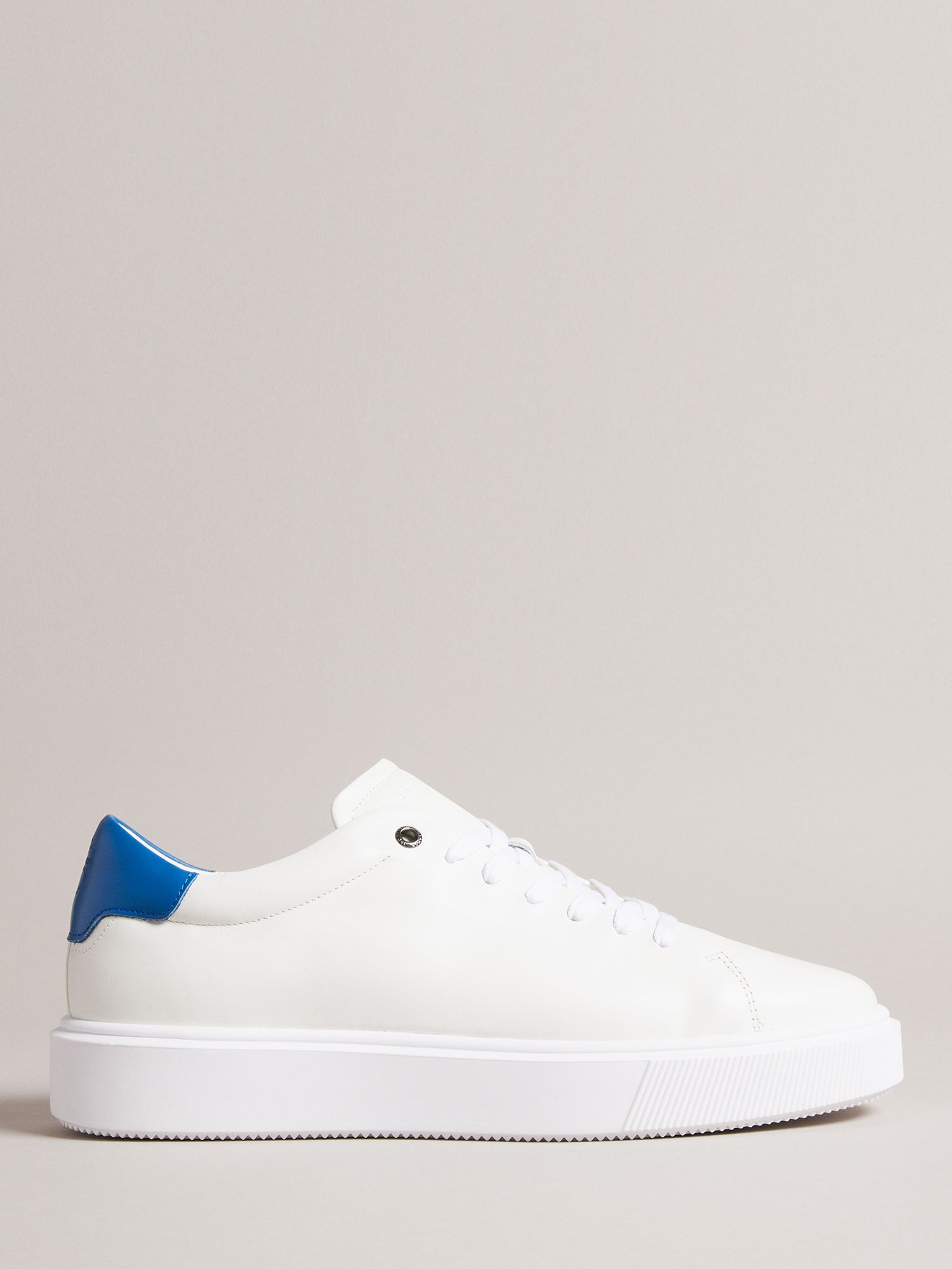 Ted Baker Breyon Leather Trainers, White/Blue at John Lewis & Partners