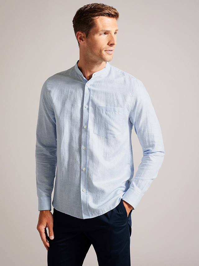 Ted Baker Granan Long Sleeve Linen Shirt, Light Blue