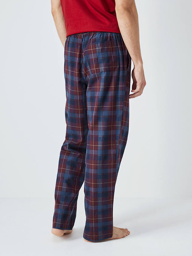 John Lewis Organic Cotton Check Pyjama Bottoms, Berry Blue Check