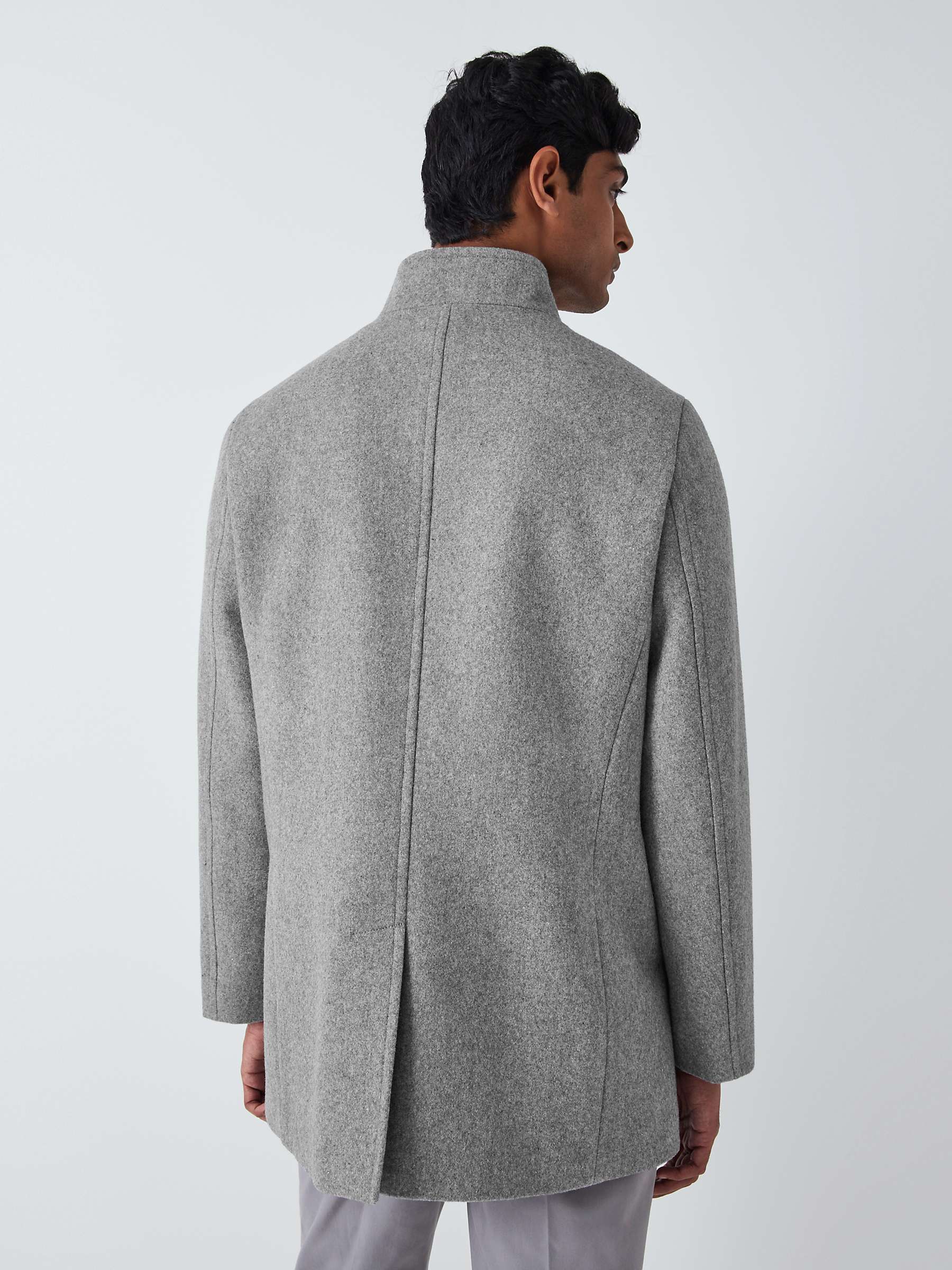 Kin Bonded Wool Blend Overcoat, Grey Melange at John Lewis & Partners