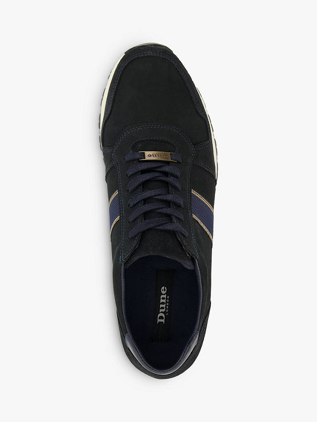 Dune Treck Leather Stripe Webbing Lace Up Trainers, Navy