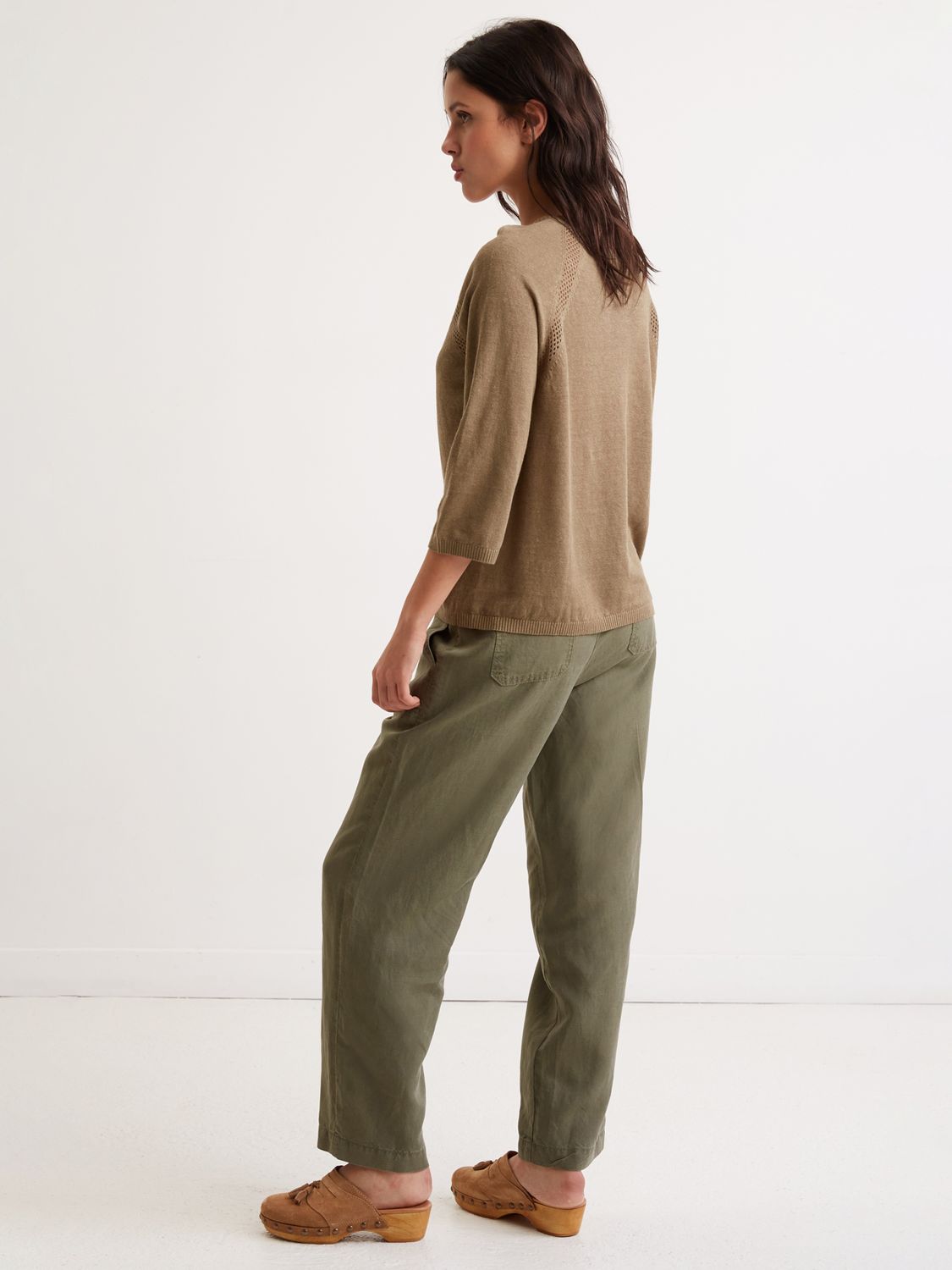 Gerard Darel Pullover Lanna Linen Jumper, Khaki Green at John Lewis ...