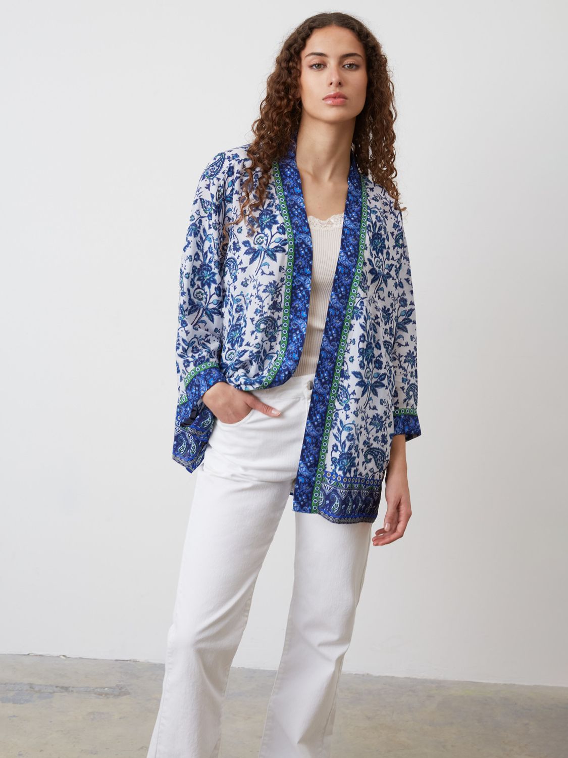 Gerard Darel Naline Floral Kimono Style Jacket, Indigo