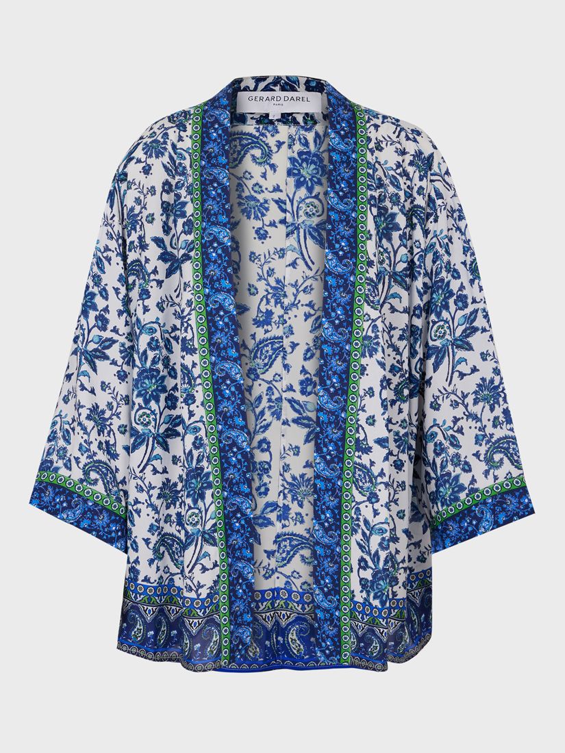 Gerard Darel Naline Floral Kimono Style Jacket, Indigo at John Lewis ...
