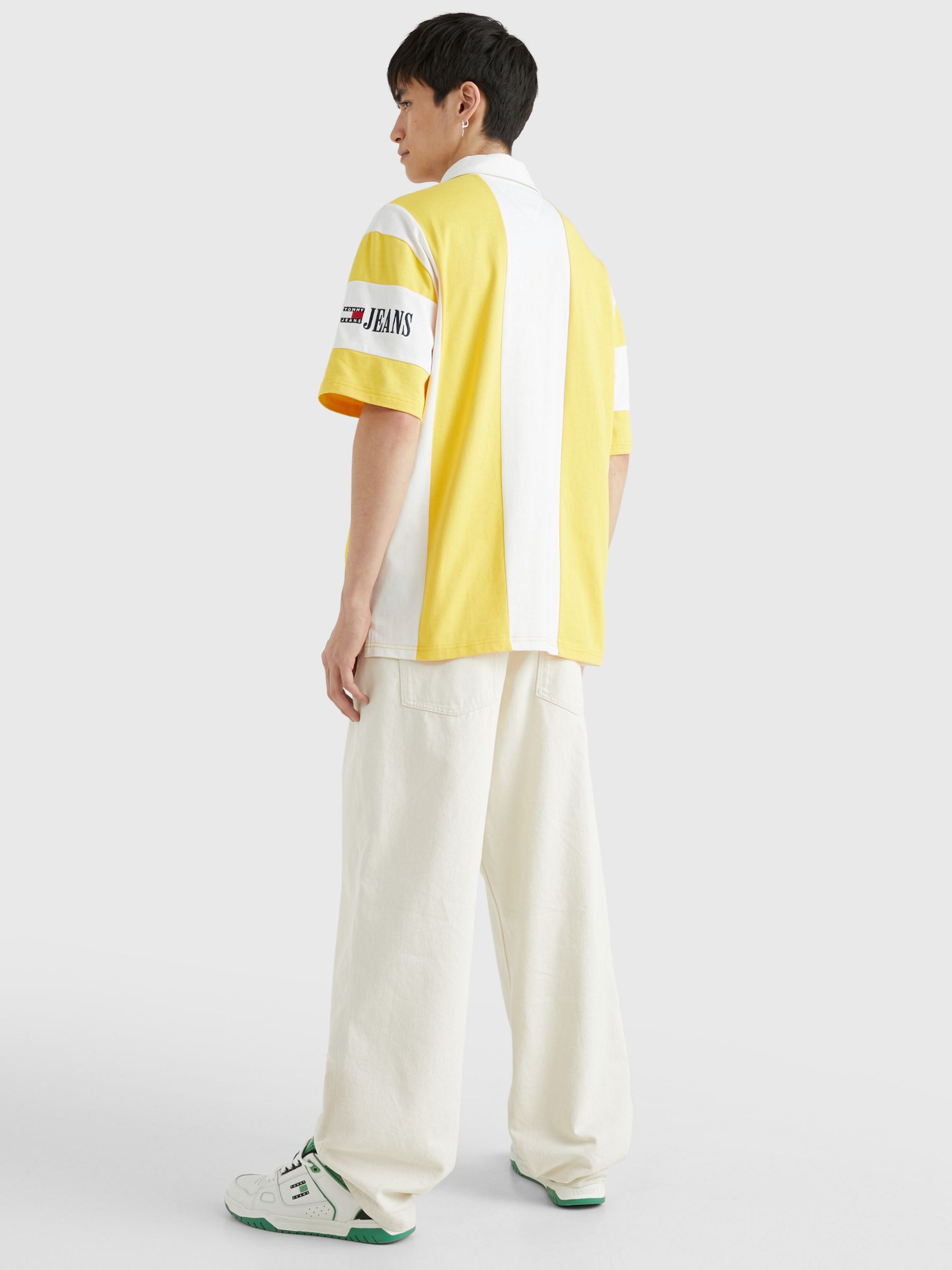 Buy Tommy Jeans Stripe Archive Short Sleeve Polo Shirt, Star Yel White Online at johnlewis.com