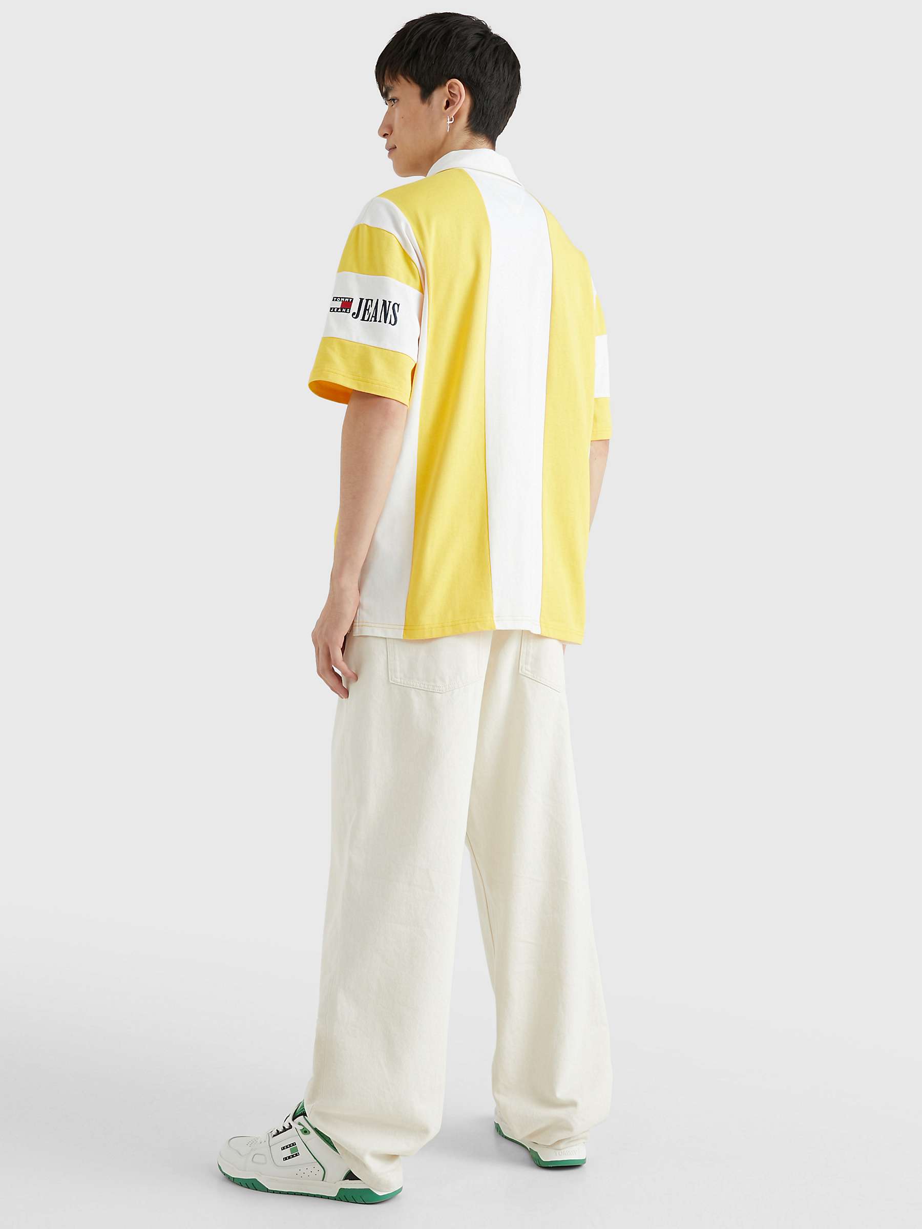 Buy Tommy Jeans Stripe Archive Short Sleeve Polo Shirt, Star Yel White Online at johnlewis.com